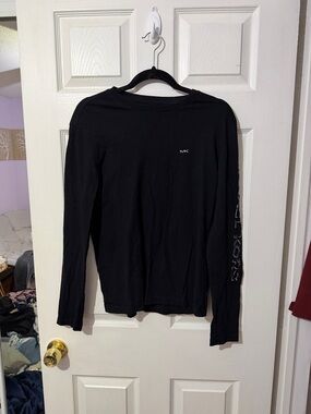 Michael Kors Black Logo Sleeve Long-Sleeve Top